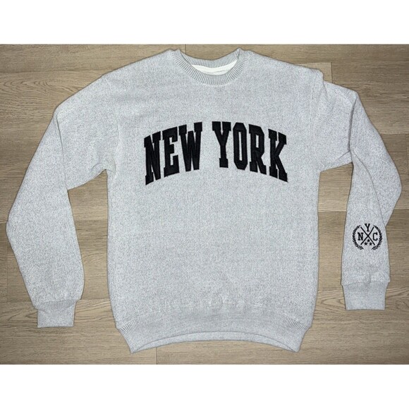 New York Popular Women Sweater Size Large Cotton Gray Long Sleeve Pullover - Picture 1 of 6